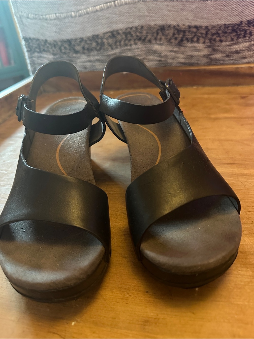 Dansko Black Leather Open-Toe Ankle-Strap Sandals